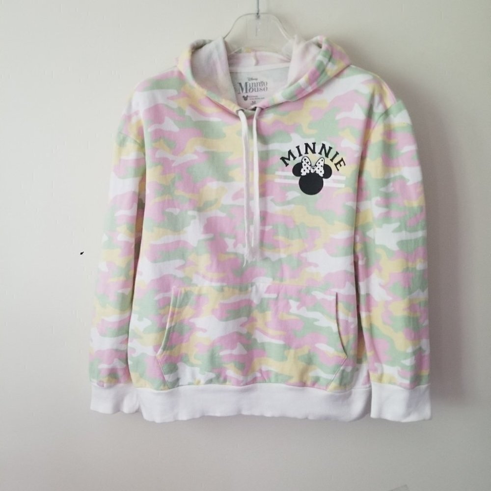 DISNEY | Hoodie Pullover Minnie Camo pink green girls sz M